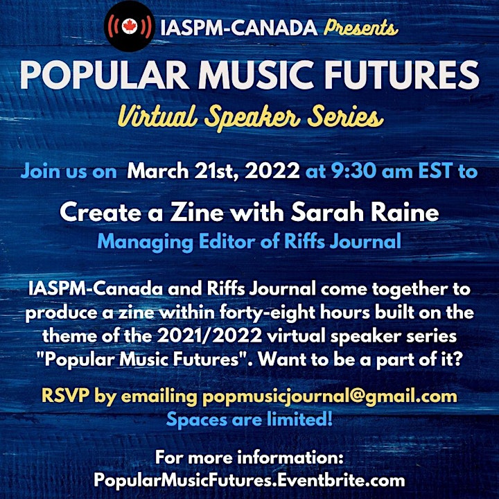 POPULAR MUSIC FUTURES/VIRTUAL SPEAKER SERIES - IASPM-Canada 2021/2022 image