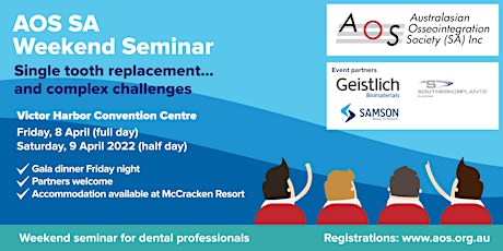 Imagen principal de AOS SA: Weekend seminar for dental professionals - April 8-9, 2022