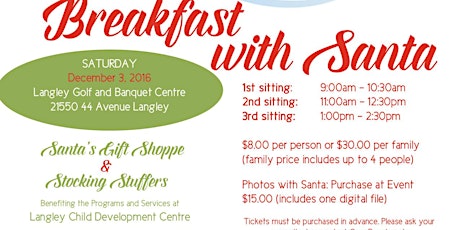 Langley Child Development Centre's Breakfast with Santa primary image