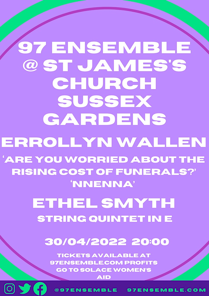 97 Ensemble @ St James's Church, Sussex Gardens 30th April 20:00 image
