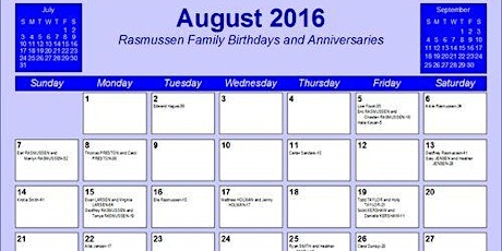 Make a Family Birthday/Anniversary Calendar primary image