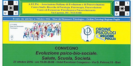 Immagine principale di Convegno A.I.E.Psi. - "Evoluzione psico-bio-sociale. Salute, Scuola, Società" 