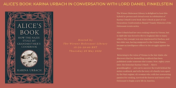 Hybrid Book Talk: Karina Urbach in conversation with Daniel Finkelstein