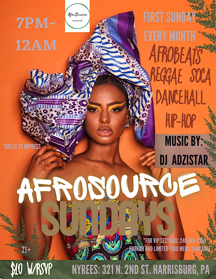 AfroSource Sundays: Afrobeats, Reggae, Soca- 1st Sunday Every Month @Nyrees image