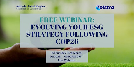 FREE WEBINAR: Evolving Your ESG Strategy Following COP26 primary image