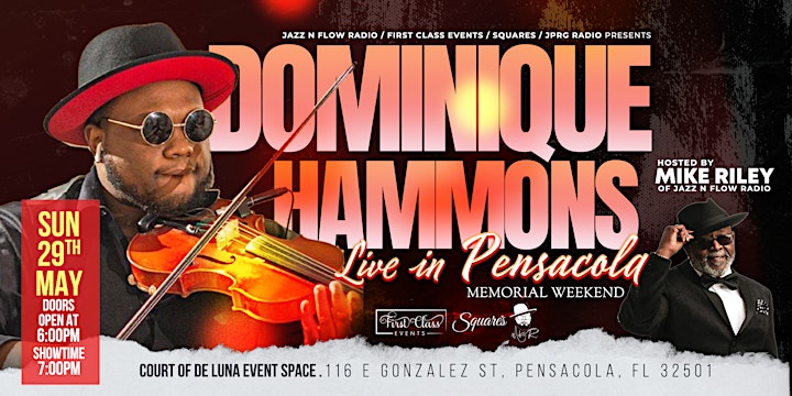 Violinist, Dominique Hammons  comes  to  Pensacola!  Hosted by Mike Riley. image