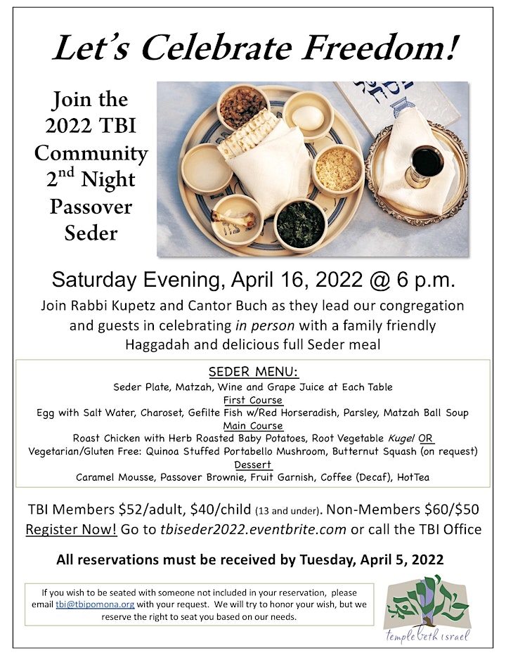 TBI 2nd Night Community Seder image