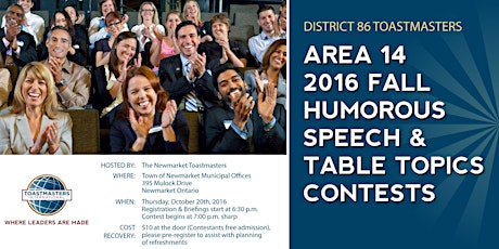 Toastmasters Area 14 Humorous Speech and Table Topics Contest primary image