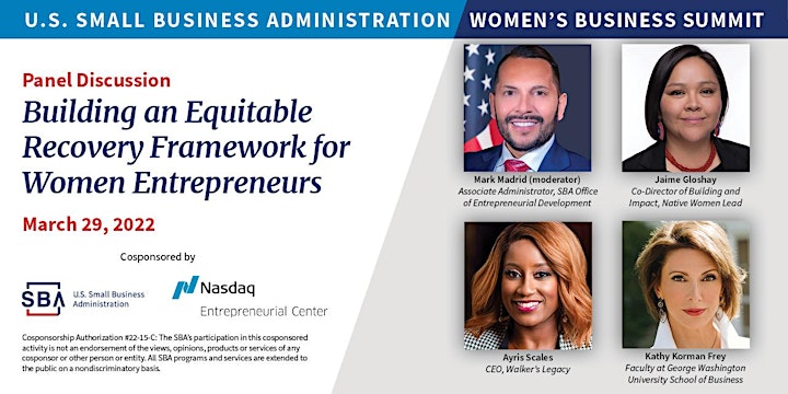 Two-day Virtual SBA Women's Business Summit  - March 29 - 30, 2022 image