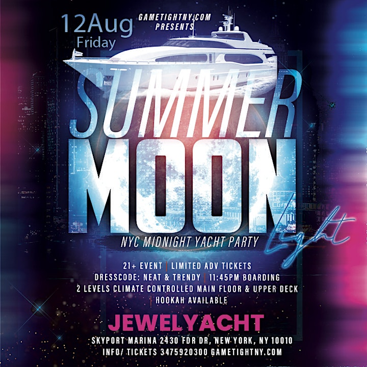 Jewel Yacht Summer Moonlight NYC Midnight Yacht Friday Party 2022 image