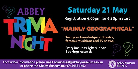 Abbey Trivia Night - "Mainly Geographical" tickets