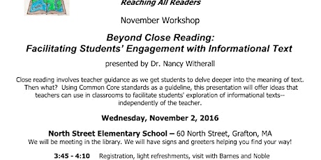 Beyond Close Reading with Dr. Nancy Witherall primary image