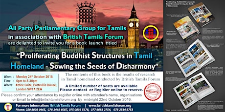 Proliferating Buddhist Structures in Tamil Home land - Book Launch Event. primary image