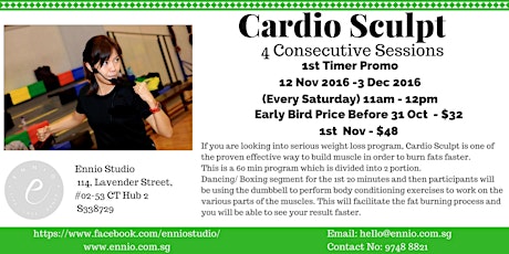 Cardio Sculpt 4 Consecutive Sessions primary image