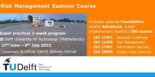 RISK MANAGEMENT SUMMER COURSE (incl ISO exams) - TU DELFT (Netherlands)