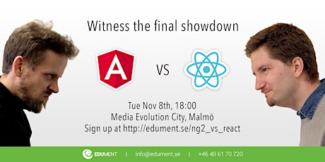 Angular2 vs React - live showdown in Malmö primary image