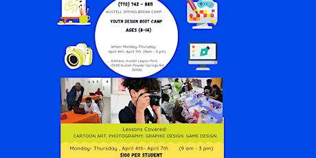 Youth Design Camp: Art, Photography, Graphic Design, Game Design(ages 8-14)