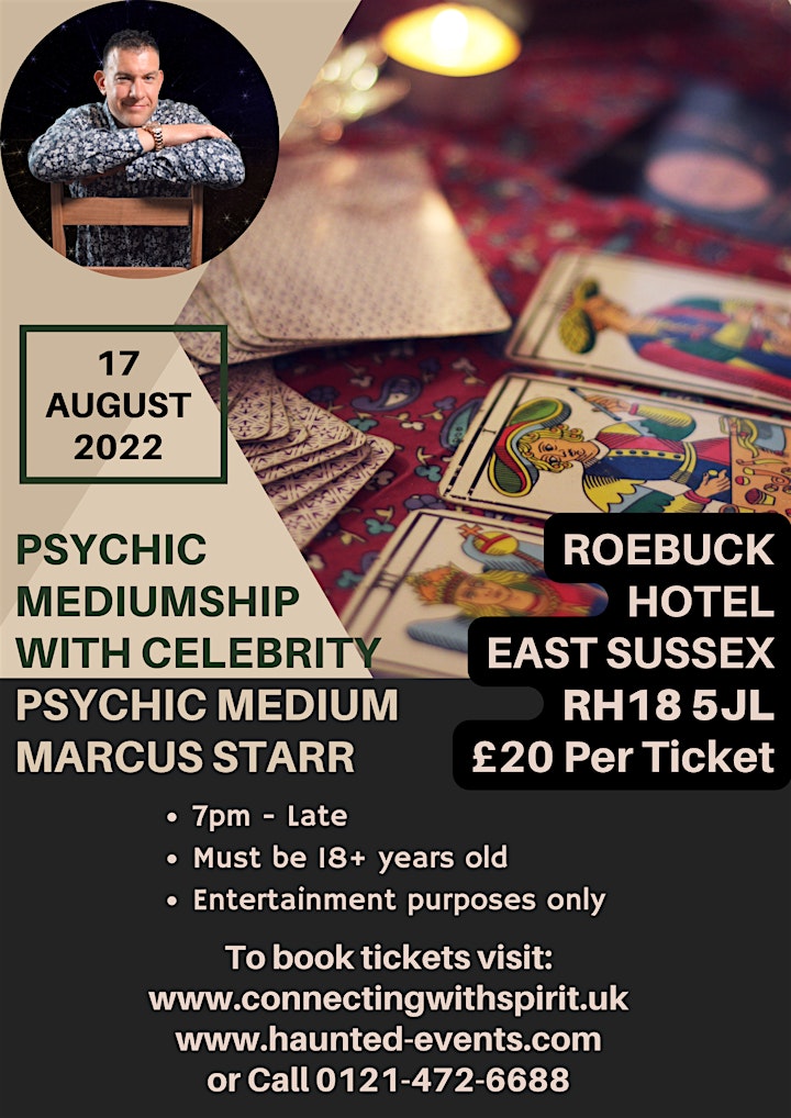 Psychic Mediumship Event with Celebrity Psychic Marcus Starr @ Roebuck Hote image