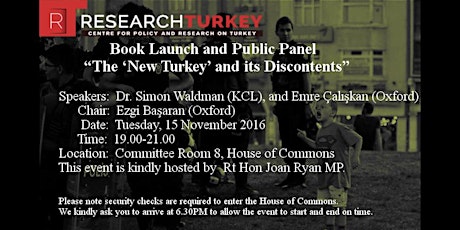 Book Launch and Public Panel: “The ‘New Turkey’ and its Discontents” primary image