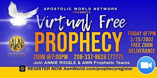 Free Virtual Prophecy Zoom Friday 7:00PM