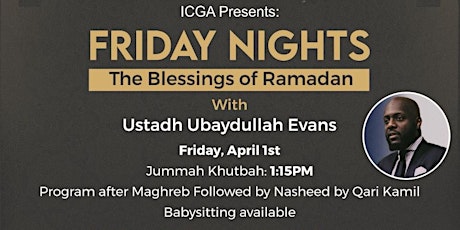 Friday Nights: Ustadh Ubaydullah Evans- The Blessings of Ramadan primary image