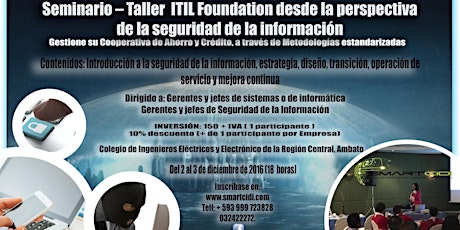 Imagen principal de Seminario – Taller “ITIL Foundation desde la perspectiva de la SEGURIDAD DE LA INFORMACIÓN"