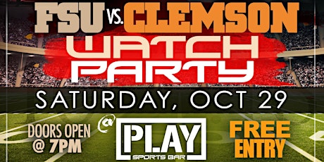 FSU VS CLEMSON Watch Party @ PLAY TODAY 2020 W Pensacola st Tallahassee FREE primary image