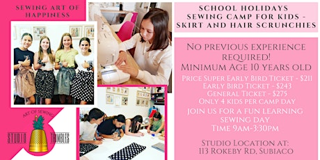 Sewing Boutique Camp for Kids – Skirt plus matching Hair Scrunchie!