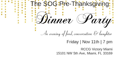 SOG Single Young Adults Pre-Thanksgiving Dinner Party primary image