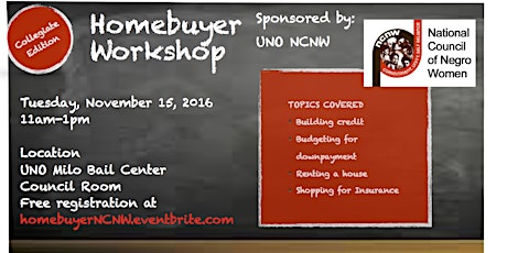 Collegiate Homebuyer Workshop sponsored by NCNW primary image