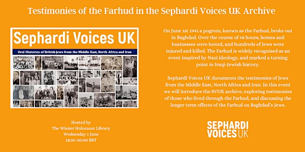 Hybrid Event: Testimonies of the Farhud in the Sephardi Voices UK Archive