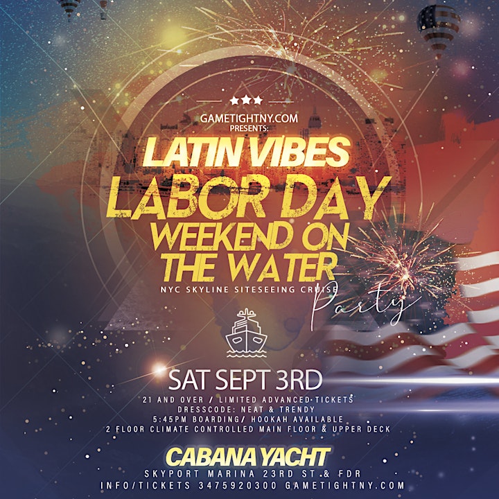 Labor Day Weekend Latin Vibes NYC Cabana Yacht Party Cruise 2022 image