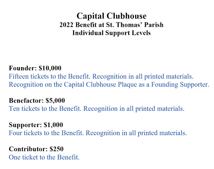 Capital Clubhouse Benefit 2022 image