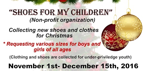 Primaire afbeelding van Shoes For My Children Clothing/Shoes Christmas Drive