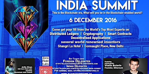 Blockchain India Summit - New Delhi 6 December 2016