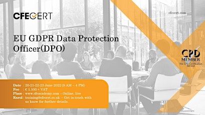 EU GDPR Data Protection Officer(DPO) - ₤ 1.100 tickets