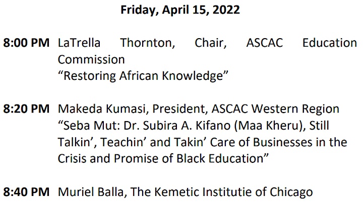 38th Ancient Kemetic  (Egyptian) Studies Conference April 8-April 16,2022 image