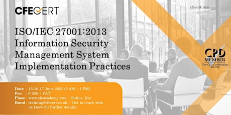 ISO/IEC 27001:2013 ISMS Impementation Practices - ₤ 300 tickets