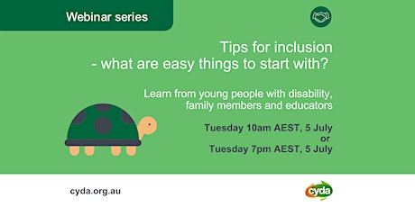 CYDA Webinar 3: Tips for inclusion - what are easy things to start with? tickets