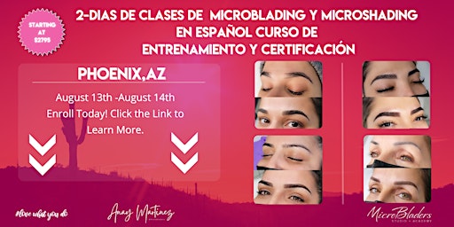 Imagen principal de Clases de Microblading y  Microshading, 2 días en Español (Phoenix, AZ )