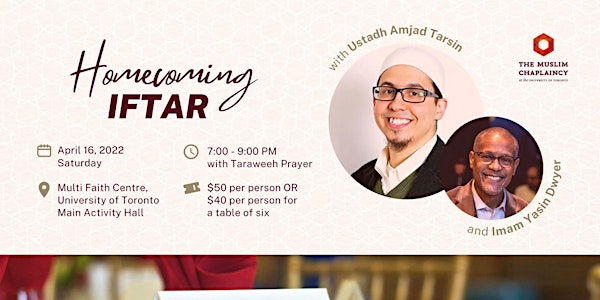 Homecoming Iftar: with Ustadh Amjad Tarsin