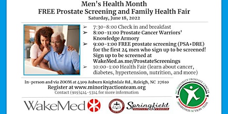 Men's Health Month  FREE Prostate Screening and Family Health Fair tickets
