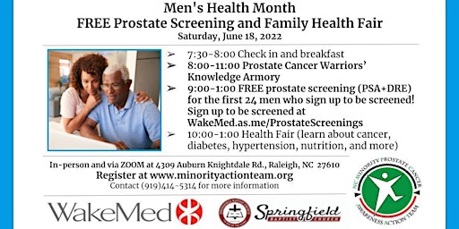 Men's Health Month  FREE Prostate Screening and Family Health Fair