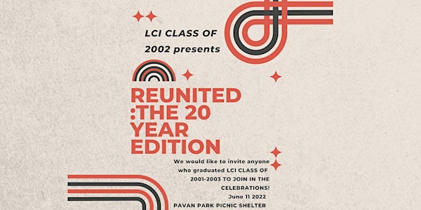 Class of 2002, 20 Year Reunion(2001/2003  are welcome to join the party!!!)