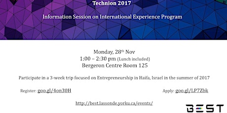 Information Session on Technion 2017 primary image
