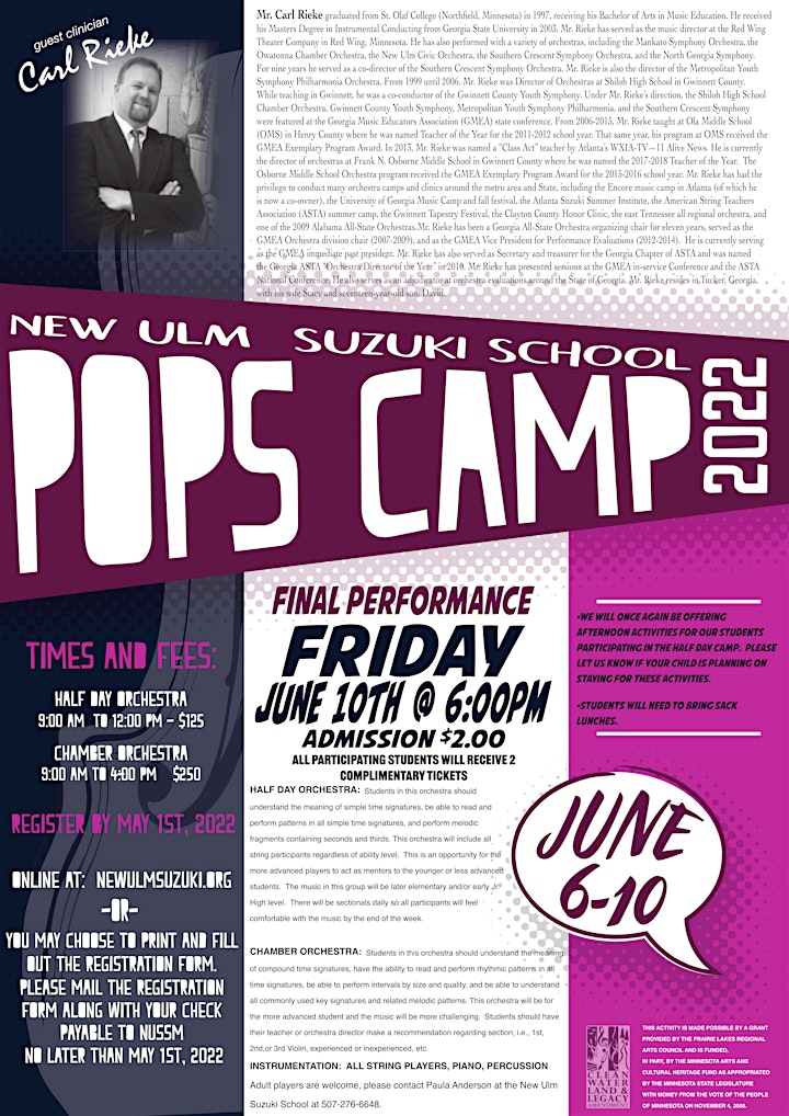 2022 New Ulm Suzuki School of Music Pops Camp image
