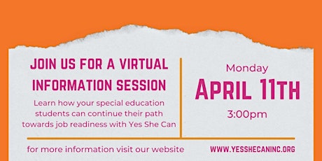 Image principale de Yes She Can Information Session