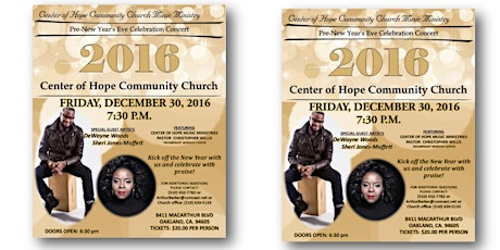 Center of Hope Pre-NYE Concert 2016! primary image