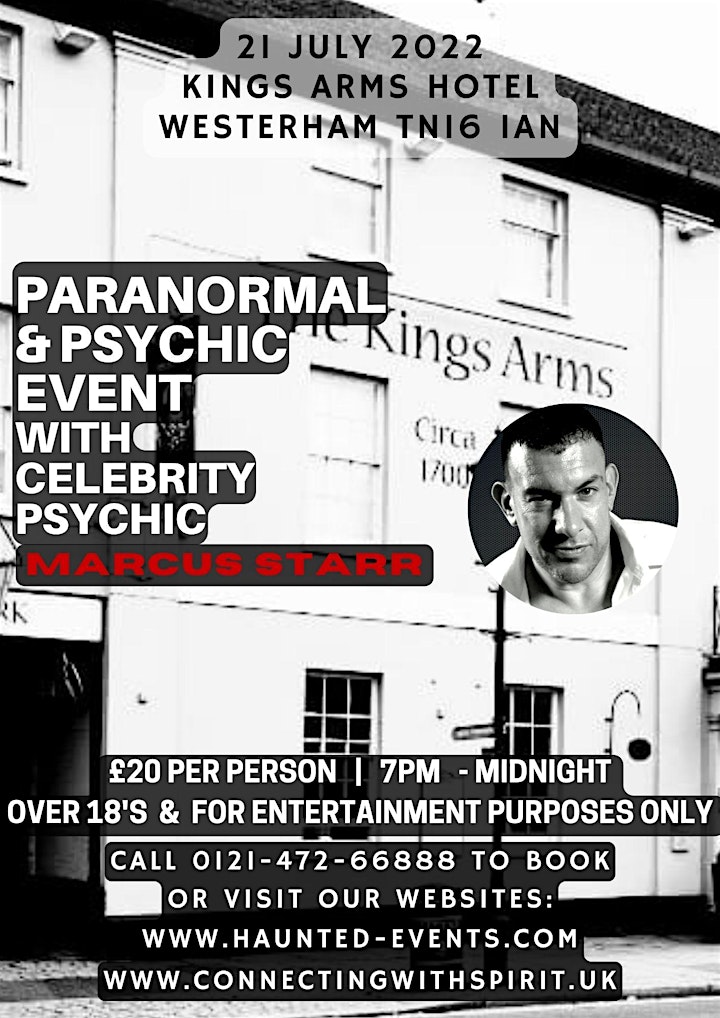 Paranormal & Psychic Event with Celebrity Psychic Marcus Starr at Kings Arm image