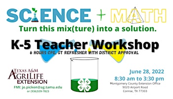 K-5 Science & Math Teacher Workshop session 2 (6 hours CPE)